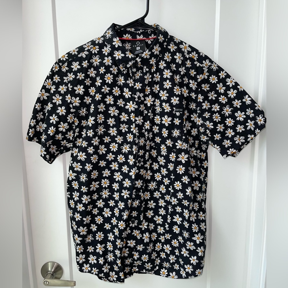 Empyre Black Shirt with White and Yellow Floral Pattern